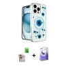 MARSİLYAN™- iPhone 16 Pro Max Kılıf Kozmos Doku - Siyah Bilvis 5in1 5D Magic Hayalet Cam Ekran Koruyucu + Raze Metal Kamera Lens - NLGY
