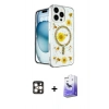 MARSİLYAN™- iPhone 16 Pro Max Kılıf Kozmos Doku - Siyah Bilvis 5in1 5D Magic Hayalet Cam Ekran Koruyucu + PVD Metal Kamera Lens - GD