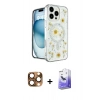 MARSİLYAN™- iPhone 16 Pro Max Kılıf Kozmos Doku - Siyah Bilvis 5in1 5D Magic Hayalet Cam Ekran Koruyucu + Pers Alüminyum Kamera Lens - CLTM
