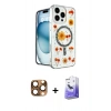 MARSİLYAN™- iPhone 16 Pro Max Kılıf Kozmos Doku - Siyah Bilvis 5in1 5D Magic Hayalet Cam Ekran Koruyucu + Pers Alüminyum Kamera Lens - CLTM