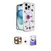MARSİLYAN™- iPhone 16 Pro Max Kılıf Kozmos Doku - Siyah Bilvis 5in1 5D Magic Hayalet Cam Ekran Koruyucu + Pers Alüminyum Kamera Lens - CLTM