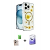 MARSİLYAN™- iPhone 16 Pro Max Kılıf Kozmos Doku - Siyah Bilvis 5in1 5D Magic Hayalet Cam Ekran Koruyucu + Raze Metal Kamera Lens - NLGY