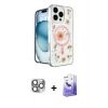 MARSİLYAN™- iPhone 16 Pro Max Kılıf Kozmos Doku - Siyah Bilvis 5in1 5D Magic Hayalet Cam Ekran Koruyucu + Pers Alüminyum Kamera Lens - GI