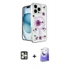 MARSİLYAN™- iPhone 16 Pro Max Kılıf Kozmos Doku - Siyah Bilvis 5in1 5D Magic Hayalet Cam Ekran Koruyucu + PVD Metal Kamera Lens - GD