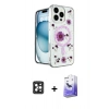 MARSİLYAN™- iPhone 16 Pro Max Kılıf Kozmos Doku - Siyah Bilvis 5in1 5D Magic Hayalet Cam Ekran Koruyucu + PVD Metal Kamera Lens - SH