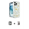MARSİLYAN™- iPhone 16 Pro Max Kılıf Kozmos Doku - Siyah Bilvis Hayalet Cam Ekran Koruyucu + PVD Metal Kamera Lens - GS