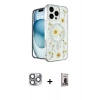 MARSİLYAN™- iPhone 16 Pro Max Kılıf Kozmos Doku - Siyah Bilvis Hayalet Cam Ekran Koruyucu + Pers Alüminyum Kamera Lens - GI