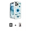 MARSİLYAN™- iPhone 16 Pro Max Kılıf Kozmos Doku - Siyah Bilvis Hayalet Cam Ekran Koruyucu + Siyah PVD Metal Kamera Lens