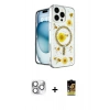 MARSİLYAN™- iPhone 16 Pro Max Kılıf Kozmos Doku - Siyah Buffer Cam Ekran Koruyucu + Pers Alüminyum Kamera Lens - GS