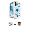 MARSİLYAN™- iPhone 16 Pro Max Kılıf Kozmos Doku - Siyah Buffer Cam Ekran Koruyucu + Pers Alüminyum Kamera Lens - GS