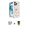MARSİLYAN™- iPhone 16 Pro Max Kılıf Kozmos Doku - Siyah Buffer Cam Ekran Koruyucu + Pers Alüminyum Kamera Lens - GS