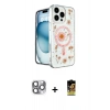 MARSİLYAN™- iPhone 16 Pro Max Kılıf Kozmos Doku - Siyah Buffer Cam Ekran Koruyucu + Pers Alüminyum Kamera Lens - GI