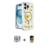 MARSİLYAN™- iPhone 16 Pro Max Kılıf Kozmos Doku - Siyah Buffer Cam Ekran Koruyucu + Pers Alüminyum Kamera Lens - GI