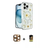 MARSİLYAN™- iPhone 16 Pro Max Kılıf Kozmos Doku - Siyah Buffer Cam Ekran Koruyucu + Pers Alüminyum Kamera Lens - CLTM