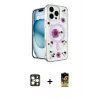 MARSİLYAN™- iPhone 16 Pro Max Kılıf Kozmos Doku - Siyah Buffer Cam Ekran Koruyucu + PVD Metal Kamera Lens - GD