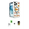 MARSİLYAN™- iPhone 16 Pro Max Kılıf Kozmos Doku - Siyah Buffer Cam Ekran Koruyucu + Raze Metal Kamera Lens - BZ