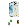 MARSİLYAN™- iPhone 16 Pro Max Kılıf Kozmos Doku - Siyah Buffer Cam Ekran Koruyucu + Raze Metal Kamera Lens - SH
