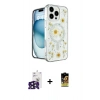 MARSİLYAN™- iPhone 16 Pro Max Kılıf Kozmos Doku - Siyah Buffer Cam Ekran Koruyucu + Siyah Bilvis Titan Kamera Lens