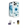 MARSİLYAN™- iPhone 16 Pro Max Kılıf Kozmos Doku - Siyah Buffer Cam Ekran Koruyucu + Titanyum Gri Bilvis Titan Kamera Lens