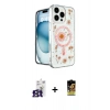 MARSİLYAN™- iPhone 16 Pro Max Kılıf Kozmos Doku - Siyah Buffer Cam Ekran Koruyucu + Titanyum Gri Bilvis Titan Kamera Lens