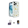MARSİLYAN™- iPhone 16 Pro Max Kılıf Kozmos Doku - Siyah Buffer Hayalet Cam Ekran Koruyucu + Bilvis Titan Kamera Lens - GS