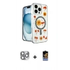 MARSİLYAN™- iPhone 16 Pro Max Kılıf Kozmos Doku - Siyah Buffer Hayalet Cam Ekran Koruyucu + Pers Alüminyum Kamera Lens - GI