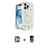 MARSİLYAN™- iPhone 16 Pro Max Kılıf Kozmos Doku - Siyah Buffer Hayalet Cam Ekran Koruyucu + PVD Metal Kamera Lens - GS