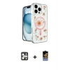 MARSİLYAN™- iPhone 16 Pro Max Kılıf Kozmos Doku - Siyah Buffer Hayalet Cam Ekran Koruyucu + PVD Metal Kamera Lens - GS