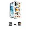 MARSİLYAN™- iPhone 16 Pro Max Kılıf Kozmos Doku - Siyah Buffer Hayalet Cam Ekran Koruyucu + PVD Metal Kamera Lens - GS