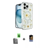 MARSİLYAN™- iPhone 16 Pro Max Kılıf Kozmos Doku - Siyah Buffer Hayalet Cam Ekran Koruyucu + Raze Metal Kamera Lens - SH