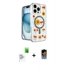 MARSİLYAN™- iPhone 16 Pro Max Kılıf Kozmos Doku - Siyah Buffer Hayalet Cam Ekran Koruyucu + Raze Metal Kamera Lens - BZ