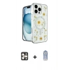 MARSİLYAN™- iPhone 16 Pro Max Kılıf Kozmos Doku - Siyah Joko Magic 5D Cam + Gold PVD Metal Kamera Lens