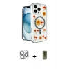 MARSİLYAN™- iPhone 16 Pro Max Kılıf Kozmos Doku - Siyah Joko Magic 5D Hayalet Cam + Gümüş Pers Alüminyum Kamera Lens