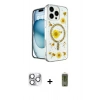 MARSİLYAN™- iPhone 16 Pro Max Kılıf Kozmos Doku - Siyah Joko Magic 5D Hayalet Cam + Gümüş Pers Alüminyum Kamera Lens