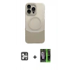 MARSİLYAN™- iPhone 16 Pro Max Kılıf Kozmos Form Özel Seri - Şeffaf 360 Full Body Arka Koruyucu + Gümüş PVD Metal Kamera Lens