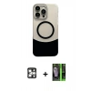 MARSİLYAN™- iPhone 16 Pro Max Kılıf Kozmos Form Özel Seri - Şeffaf 360 Full Body Arka Koruyucu + Gümüş PVD Metal Kamera Lens