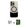 MARSİLYAN™- iPhone 16 Pro Max Kılıf Kozmos Form Özel Seri - Şeffaf 360 Full Body Arka Koruyucu + Pers Alüminyum Kamera Lens - GS