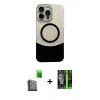 MARSİLYAN™- iPhone 16 Pro Max Kılıf Kozmos Form Özel Seri - Şeffaf 360 Full Body Arka Koruyucu + Raze Metal Kamera Lens - SH