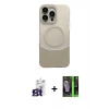 MARSİLYAN™- iPhone 16 Pro Max Kılıf Kozmos Form Özel Seri - Şeffaf 360 Full Body Arka Koruyucu + Titanyum Gri Bilvis Titan Kamera Lens