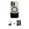 MARSİLYAN™- iPhone 16 Pro Max Kılıf Kozmos Form Özel Seri - Şeffaf 360 Full Body Arka Koruyucu + Titanyum Gri Bilvis Titan Kamera Lens