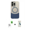 MARSİLYAN™- iPhone 16 Pro Max Kılıf Kozmos Form Özel Seri - Şeffaf Pasifik Cam Ekran Koruyucu + Beyaz Raze Metal Kamera Lens