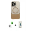 MARSİLYAN™- iPhone 16 Pro Max Kılıf Kozmos Form Özel Seri - Şeffaf Pasifik Cam Ekran Koruyucu + Beyaz Raze Metal Kamera Lens