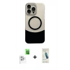 MARSİLYAN™- iPhone 16 Pro Max Kılıf Kozmos Form Özel Seri - Şeffaf Pasifik Cam Ekran Koruyucu + Beyaz Raze Metal Kamera Lens