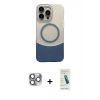 MARSİLYAN™- iPhone 16 Pro Max Kılıf Kozmos Form Özel Seri - Şeffaf Pasifik Cam Ekran Koruyucu + Gri Pers Alüminyum Kamera Lens