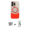 MARSİLYAN™- iPhone 16 Pro Max Kılıf Kozmos Form Özel Seri - Şeffaf Pasifik Cam Ekran Koruyucu + Gri Pers Alüminyum Kamera Lens