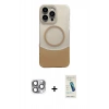 MARSİLYAN™- iPhone 16 Pro Max Kılıf Kozmos Form Özel Seri - Şeffaf Pasifik Cam Ekran Koruyucu + Gri Pers Alüminyum Kamera Lens
