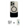 MARSİLYAN™- iPhone 16 Pro Max Kılıf Kozmos Form Özel Seri - Şeffaf Pasifik Cam Ekran Koruyucu + Gümüş Pers Alüminyum Kamera Lens