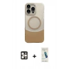 MARSİLYAN™- iPhone 16 Pro Max Kılıf Kozmos Form Özel Seri - Şeffaf Pasifik Cam Ekran Koruyucu + PVD Metal Kamera Lens - GD