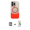 MARSİLYAN™- iPhone 16 Pro Max Kılıf Kozmos Form Özel Seri - Şeffaf Pasifik Cam Ekran Koruyucu + PVD Metal Kamera Lens - GD