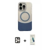 MARSİLYAN™- iPhone 16 Pro Max Kılıf Kozmos Form Özel Seri - Şeffaf Pasifik Cam Ekran Koruyucu + PVD Metal Kamera Lens - GD